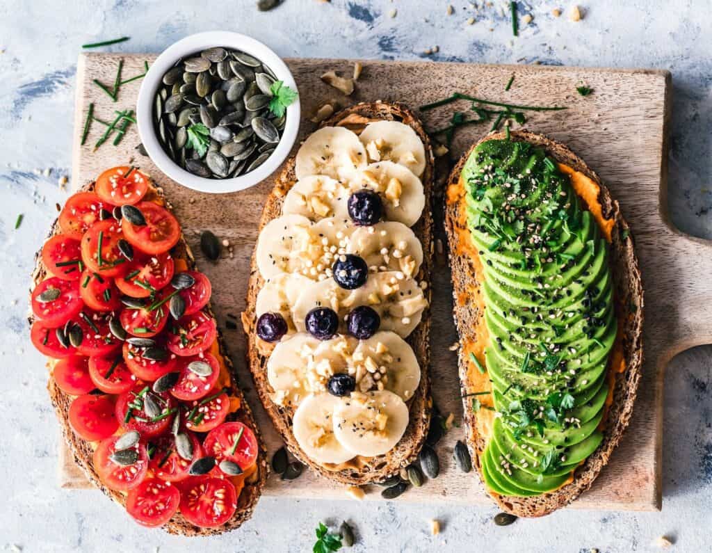 tartines véganes pour une alimentation saine et végétale pour atteindre ses objectifs de perte de poids