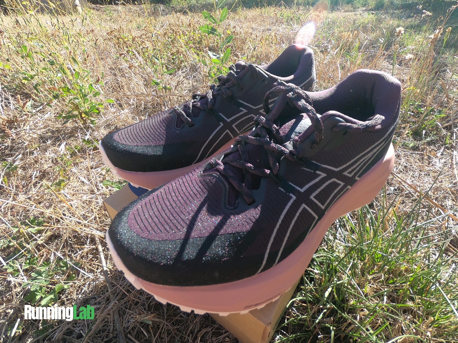 Paire d'Asics Blazeblast dans l'herbe sèche