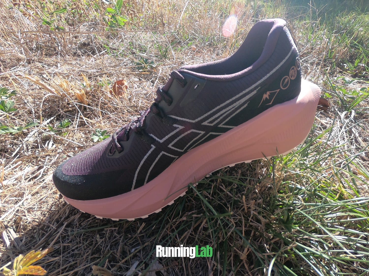 Asics Blazeblast vue de trois quarts dans l'herbe