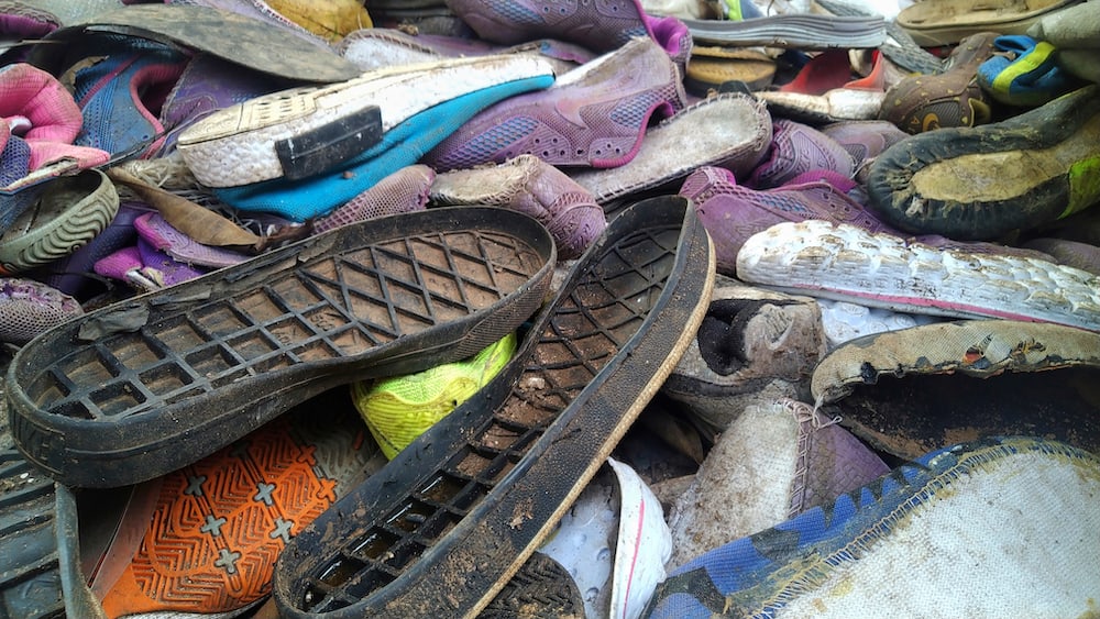 Déchets de chaussures de running