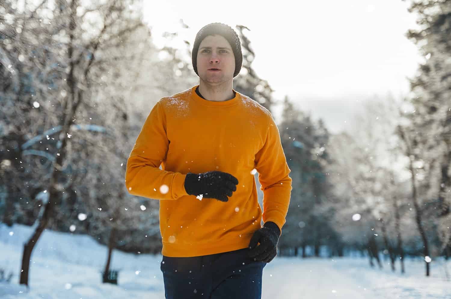 entraînement d'hiver avec un bonnet