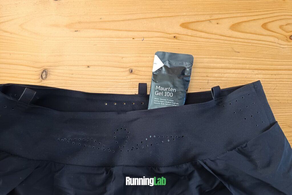 gel maurten dans une poche de short running