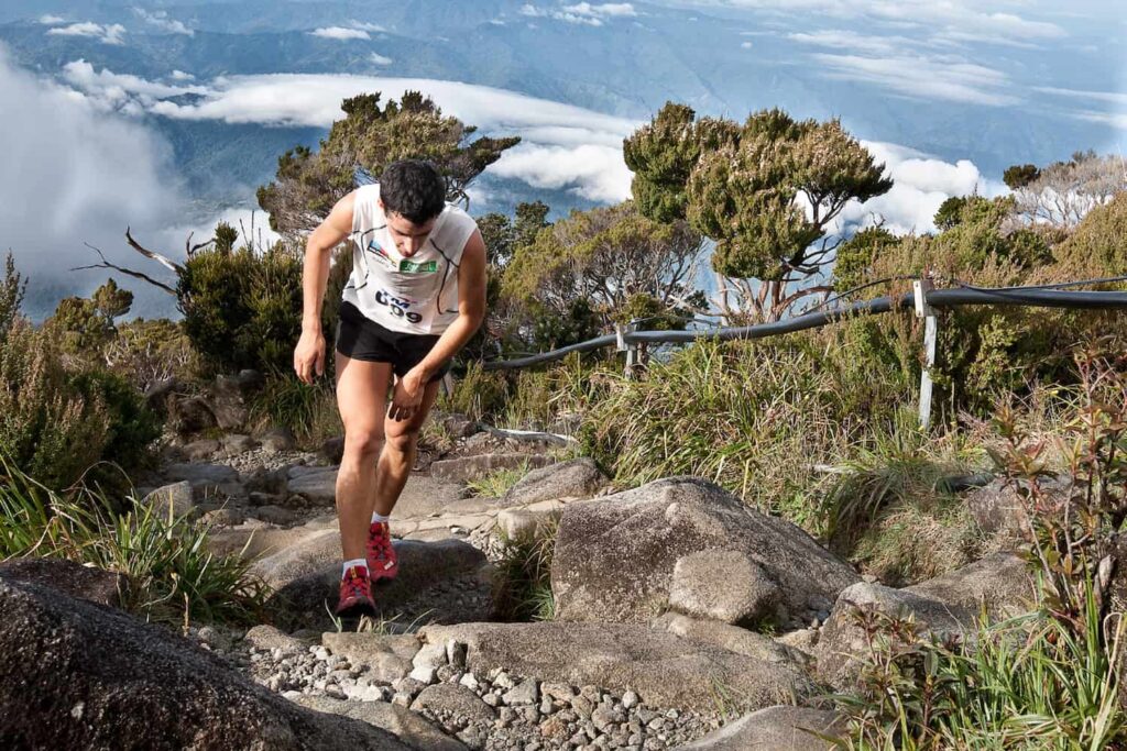 Kilian Jornet Burgada qui fait un effort soutenu en compétition de trail