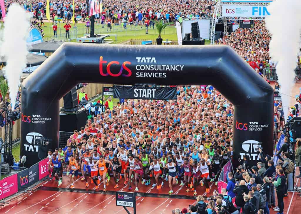 Ligne de départ du marathon d'Amsterdam en hollande