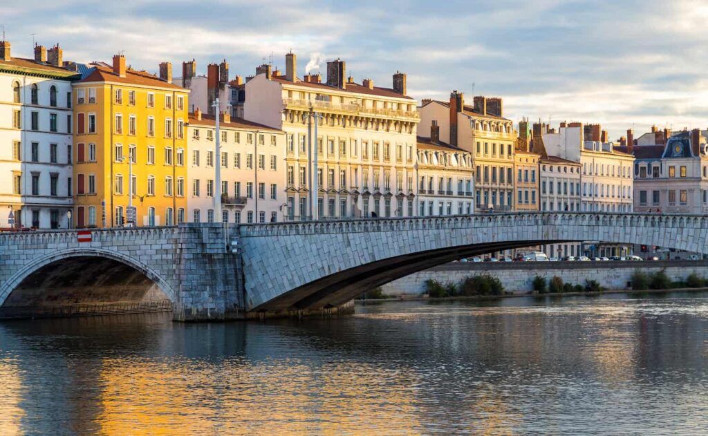 Pont Lyon coucher de soleil