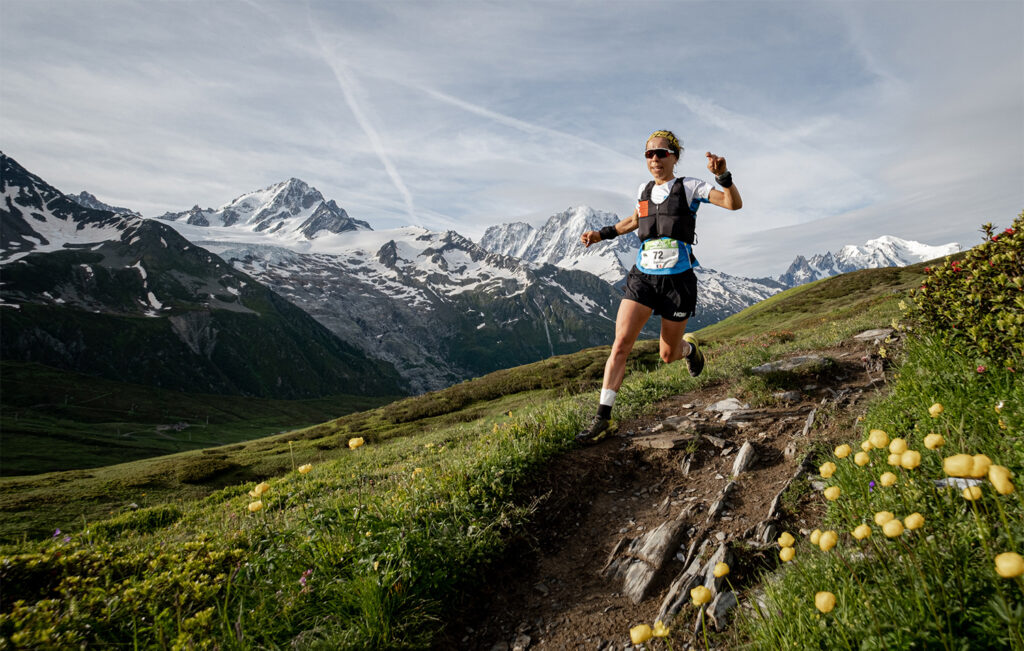 Femme traileur au Marathon du Mont Blanc