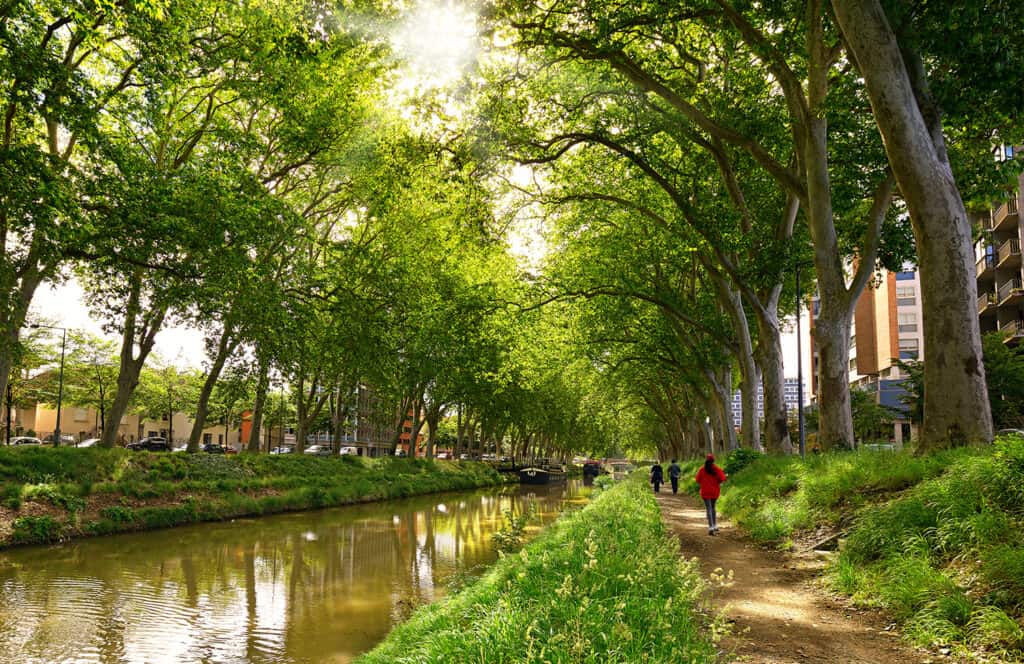 longeant le canal du midi à Toulouse, France