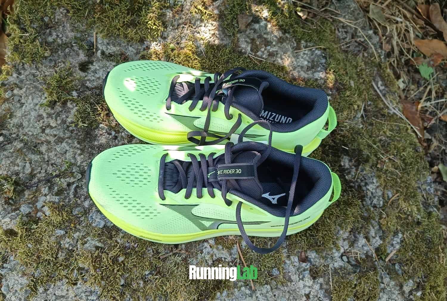 Tige en mesh 1BY1 de la Mizuno Wave Rider 30 vue de dessus