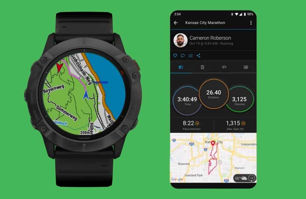 Navigation montre garmin connect